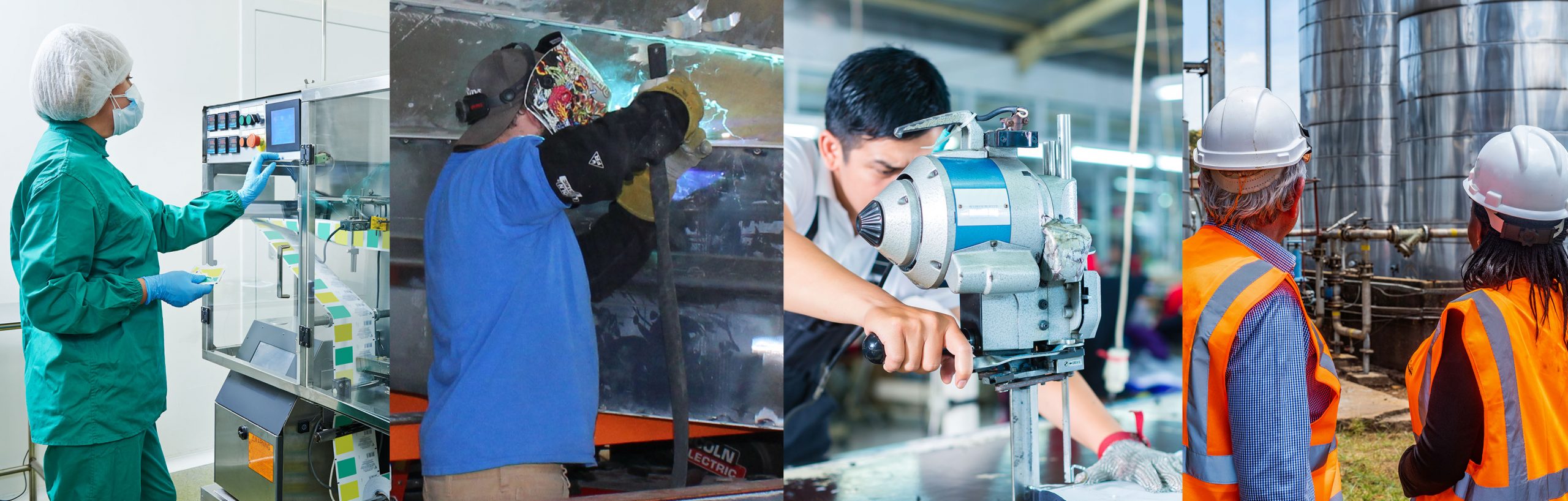 Manufacturing employees working in factories